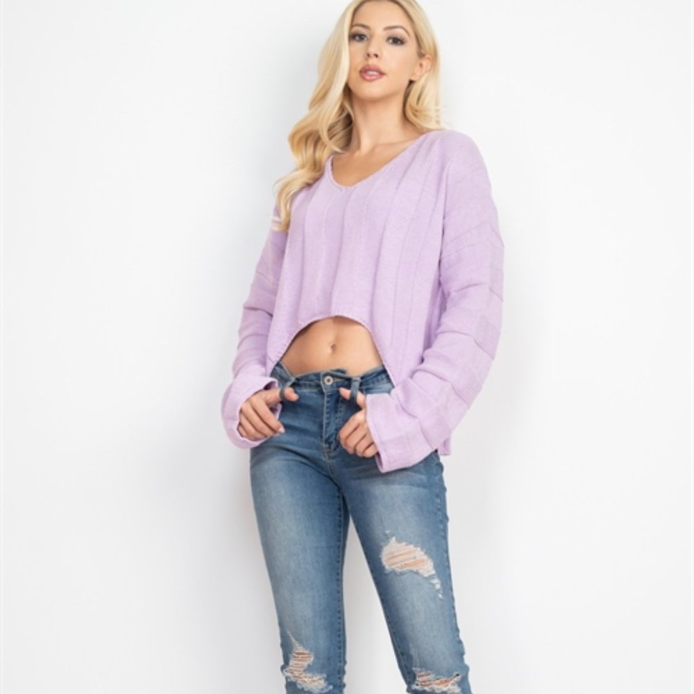 PURPLE knit Long Sleeve Sweater - Picture 8 of 8